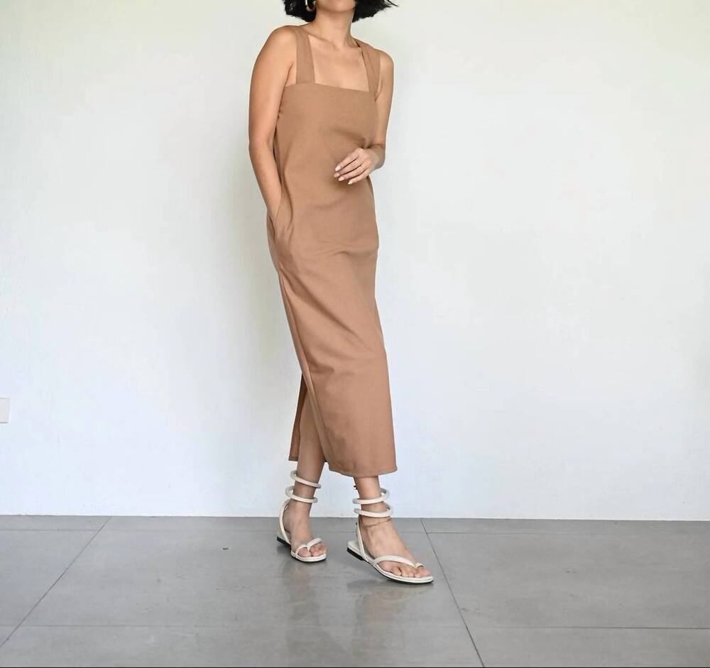 NEW ROMI THE BRAND celeste midi dress in caramel